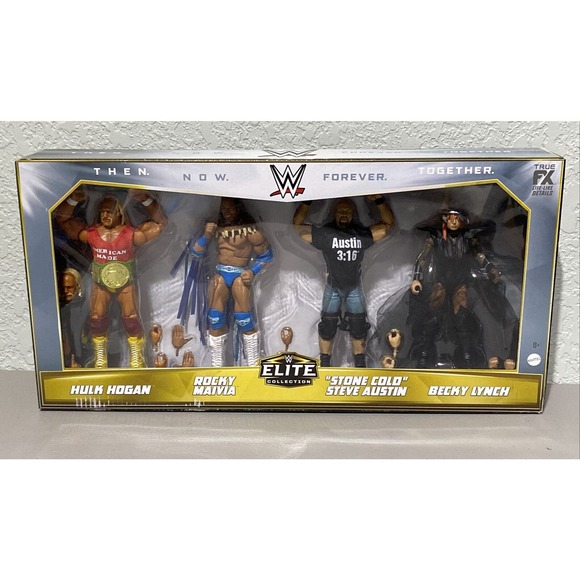 WWE Elite Then Now Forever Together 6” Figure 4 Pk Hogan Austin Maivia Lynch NEW - Picture 1 of 15